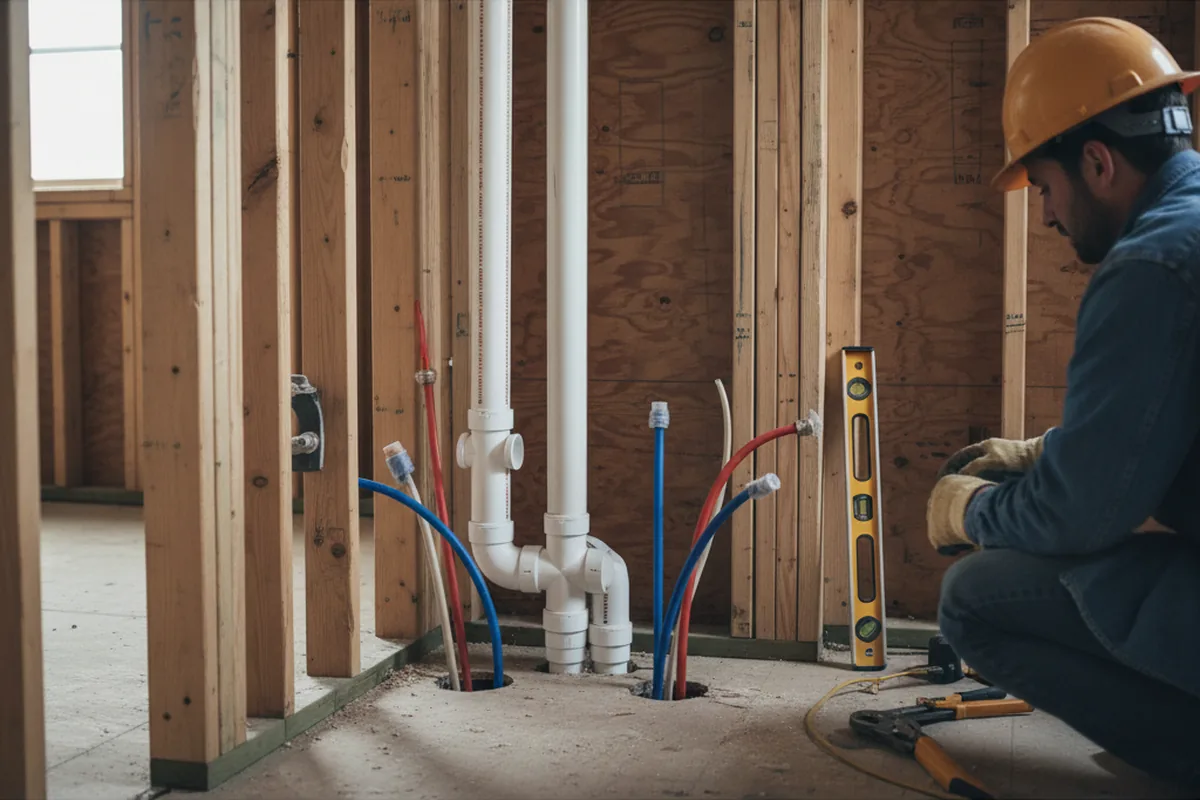 Drain and supply rough-in during Leak Detection in Martinsburg