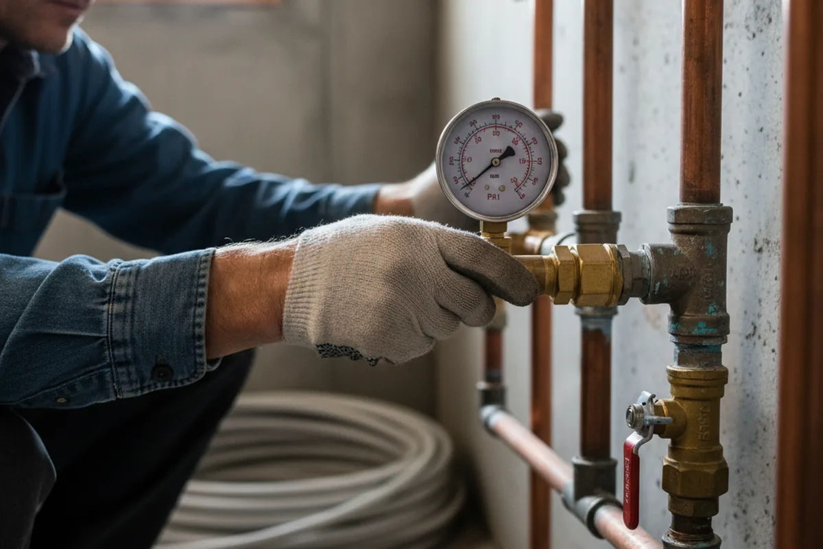 Pressure testing a repaired line during Water Line Repair in Martinsburg